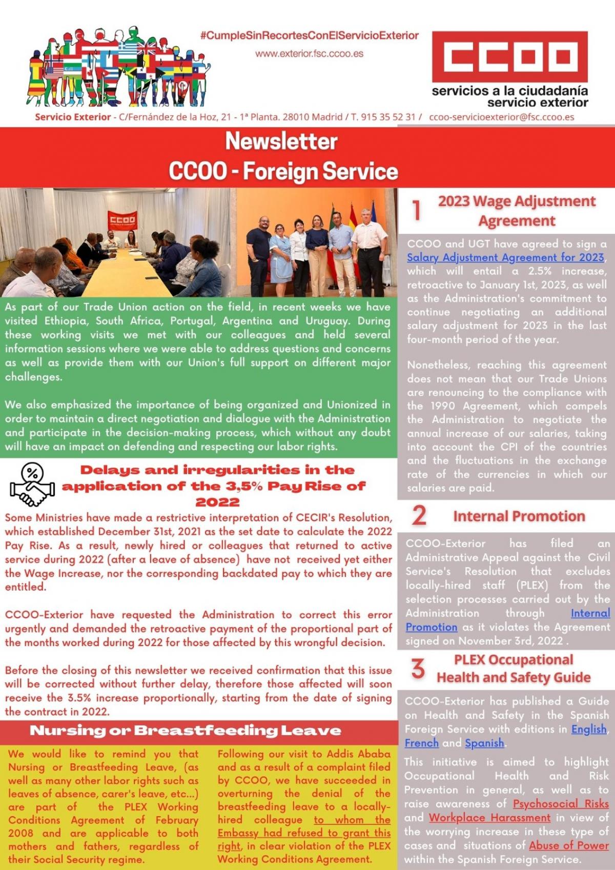 CCOO-Exterior Newsletter - July 10th, 2023.