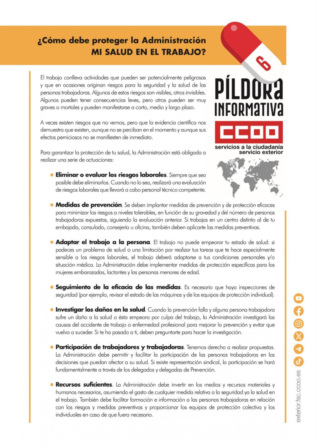PÍLDORA Nº 6 - Protección de la Salud en el Trabajo (I)